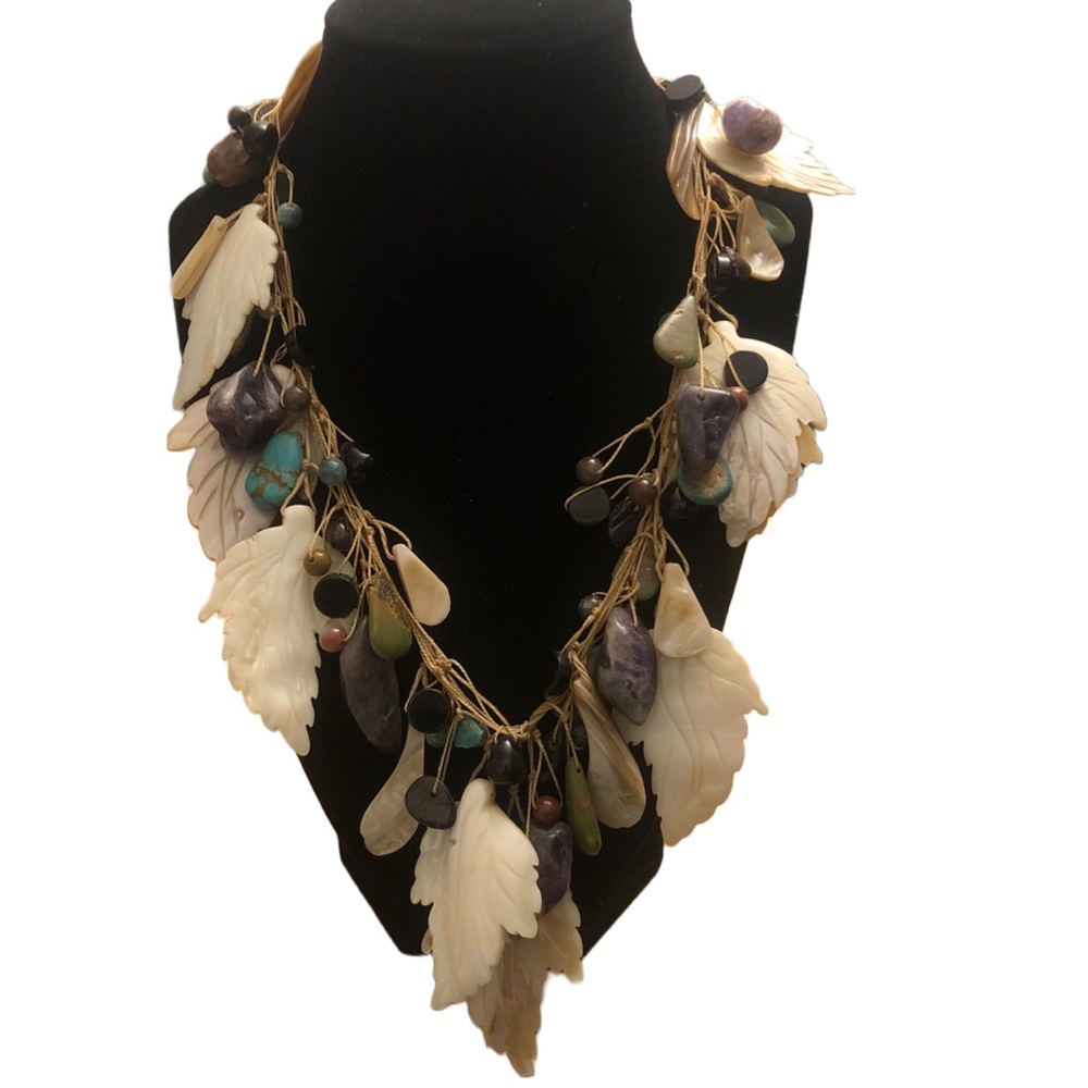 Leaf + Stone Necklace